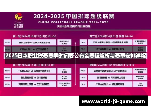 2025日本职业联赛赛季时间表公布全赛程解析与赛事安排详解