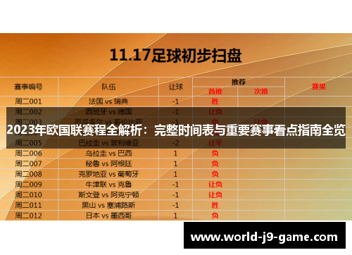 2023年欧国联赛程全解析:完整时间表与重要赛事看点指南全览 2023年欧国联赛程全解析:完整时间表与重要赛事看点指南全览